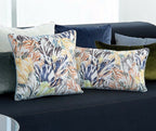 Yves Delorme Blue Wild Flower Throw Pillow Cover Embroidery Piping 13"x23" NEW6
