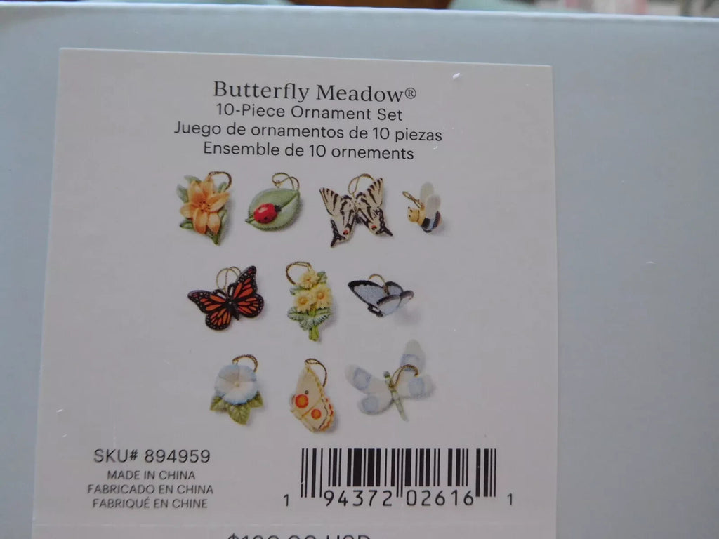 Lenox Butterfly Meadow Miniature Tree Ornaments 10 PC Dragon Fly Lady Bug NEW3