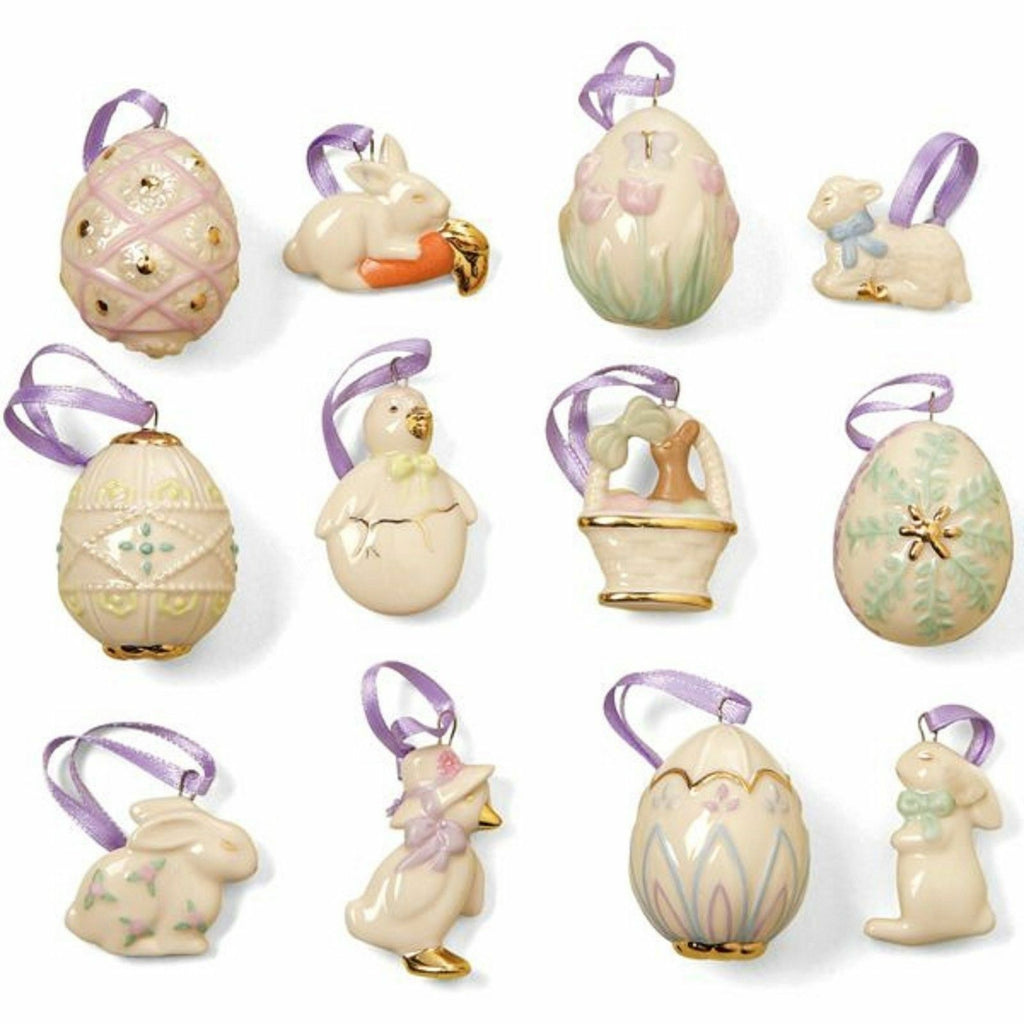 Lenox Easter Original Miniature Tree Ornaments Set of 12 Duck Egg Bunny Lamb NEW0