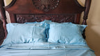 Yves Delorme Triomphe Aqua Queen Duvet Set 3PC Egyptian Cotton Sateen Lagon NEW7
