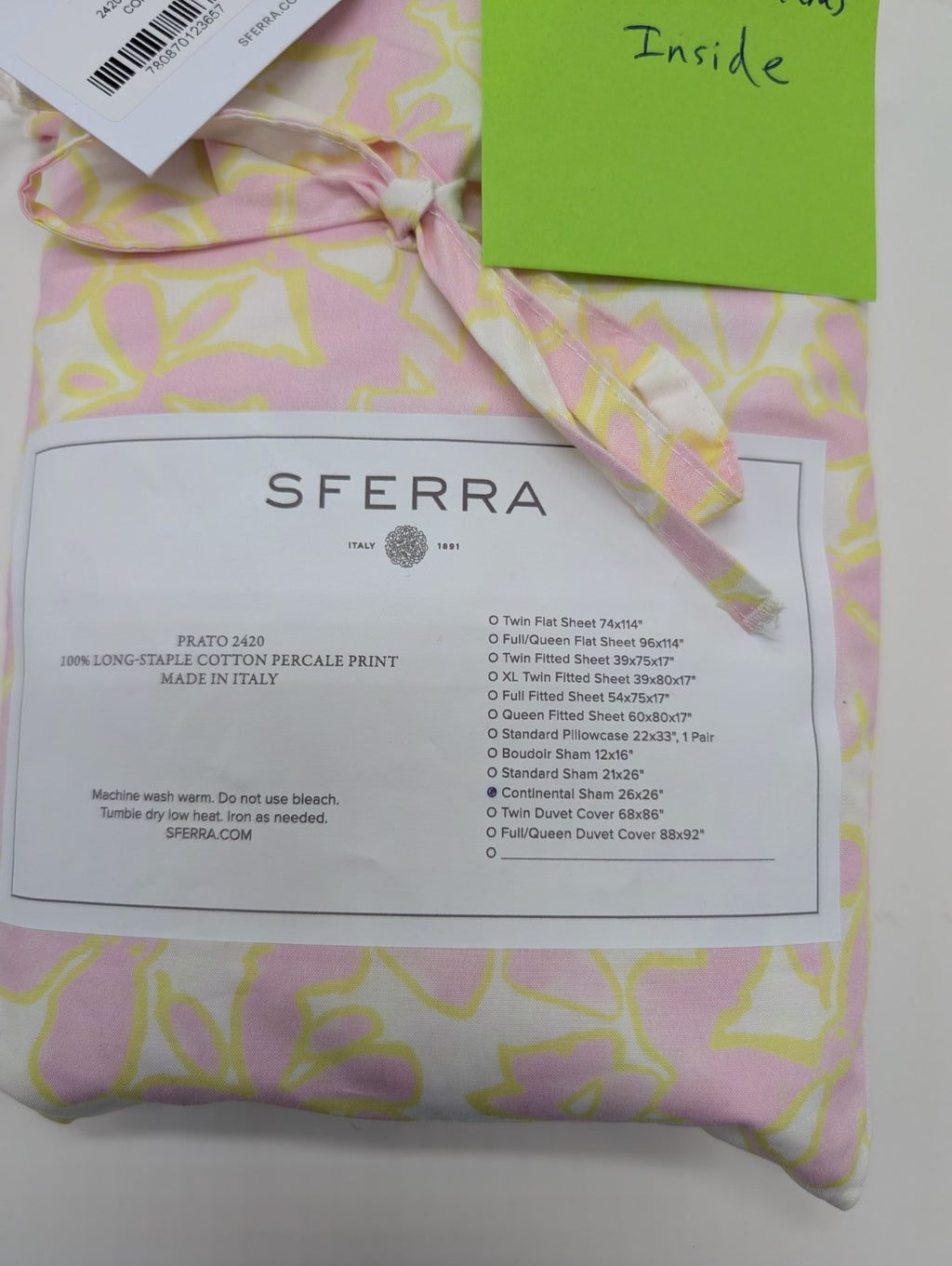 Sferra Prato Euro Continental Shams 2 Pink Yellow Carnation Cotton Percale Print10