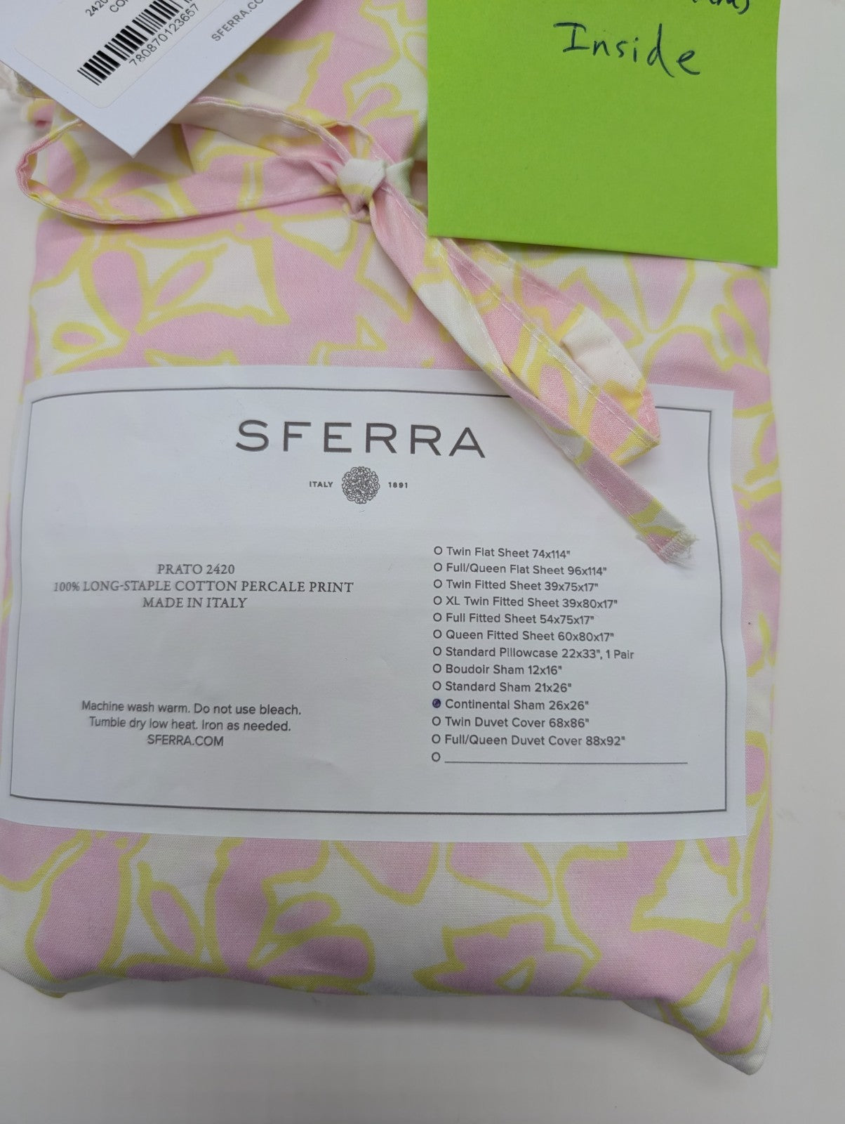 Sferra Prato Euro Continental Shams 2 Pink Yellow Carnation Cotton Percale Print10