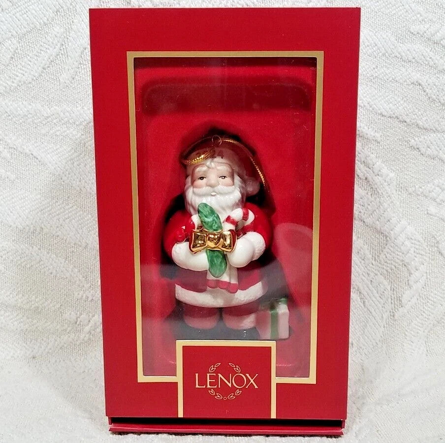 Lenox 2024 Santa With Lucky Pickle Figurine Ornament  Annual Cane Christmas NEW13