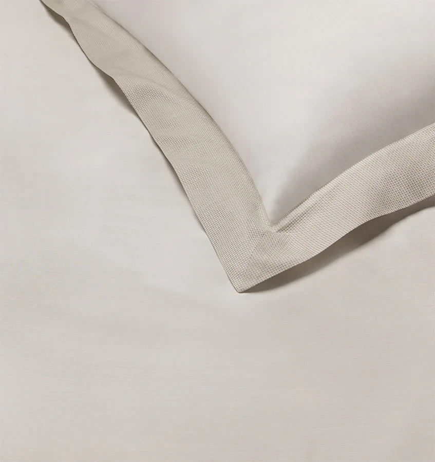 Sferra Carlotta Taupe Queen Duvet Textured Cuff Cotton Sateen Jacquard Italy NEW2