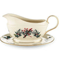 Lenox Winter Greetings Gravy Sauce Boat & Stand 2 PC Christmas USA NEW IN BOX0