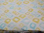 Sferra Geometrico Queen Quilt Aqua Yellow Diamond Cotton Percale Print Italy NEW9
