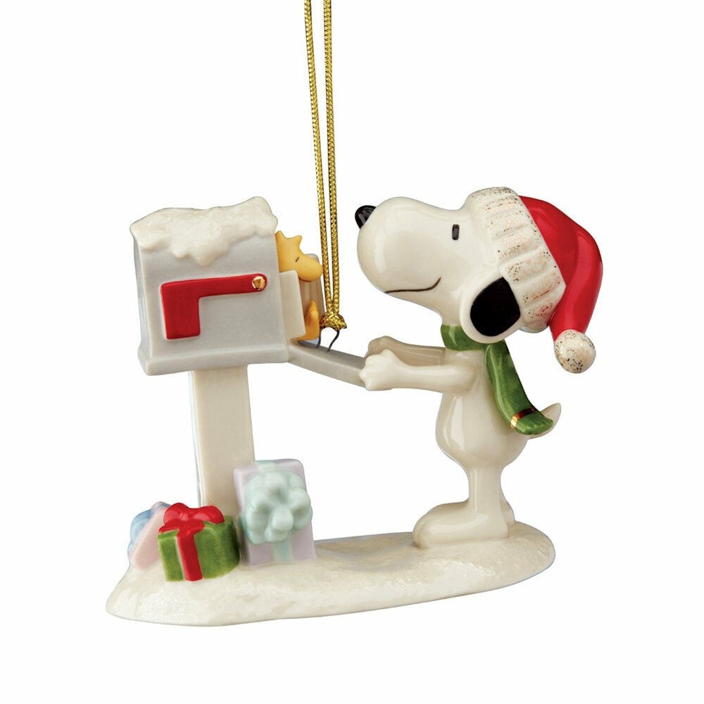 Lenox Peanuts Snoopy's Letter to Santa Ornament Figurine Woodstock Mailbox NEW0