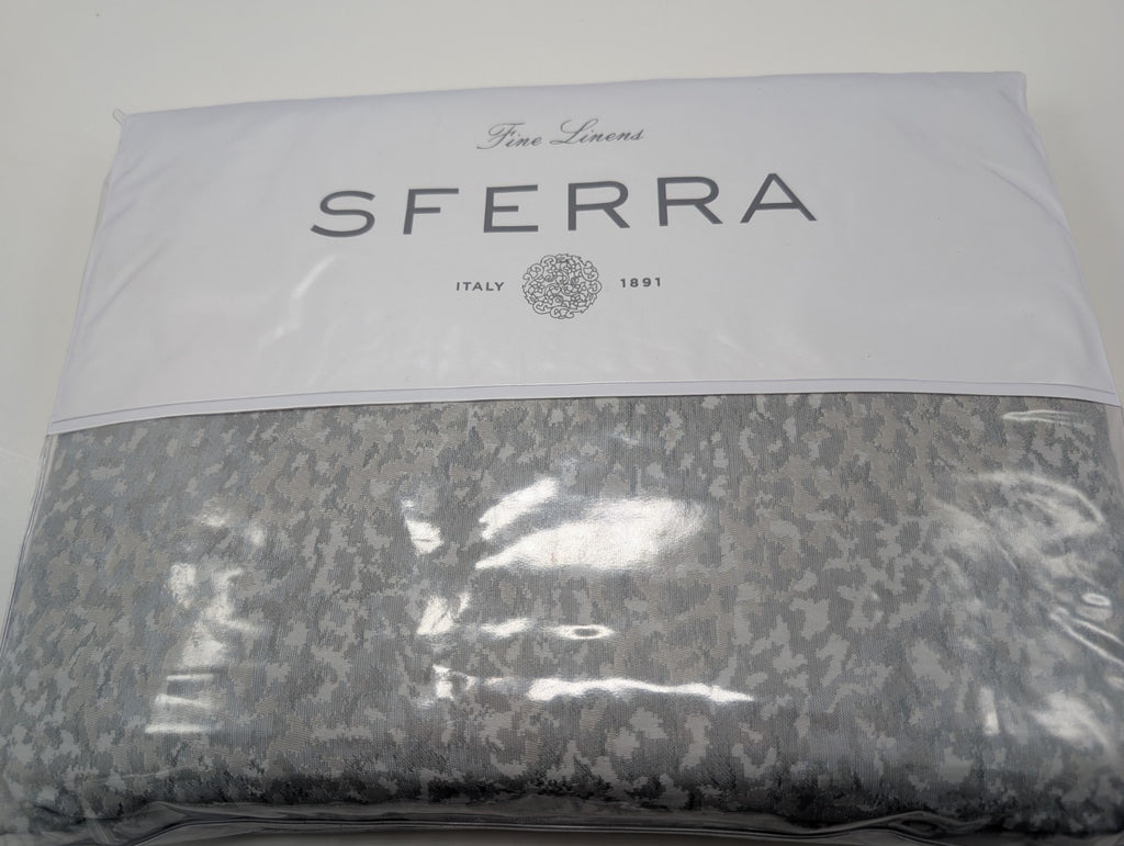 Sferra Bione Grey Queen Duvet Textured Pattern Cotton Sateen Jacquard Italy NEW0