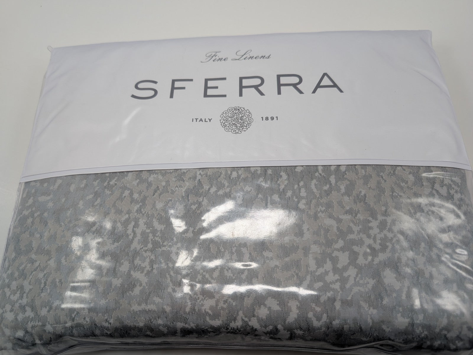 Sferra Bione Grey Queen Duvet Textured Pattern Cotton Sateen Jacquard Italy NEW0