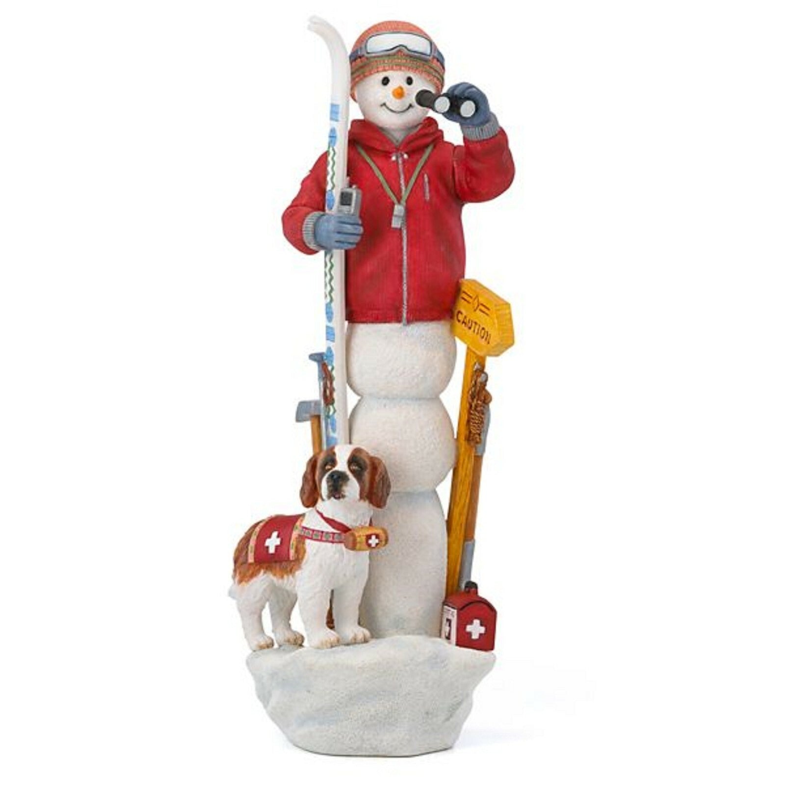Lenox 2016 Pencil Snowman Figurine Snowy Rescue Ski Patrol St Bernard Dog LE NEW0