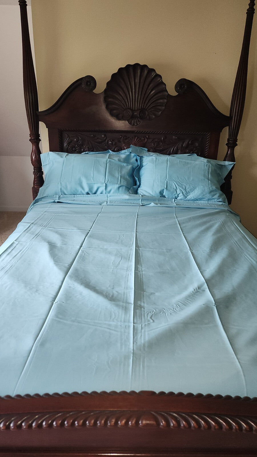 Yves Delorme Triomphe Aqua Queen Duvet Set 3PC Egyptian Cotton Sateen Lagon NEW6
