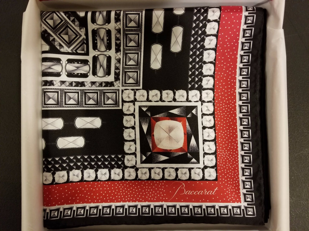 Baccarat 100% Silk Scarf Shaw Louxor Red Black Graphic 55" # 2809047 NEW In Box4