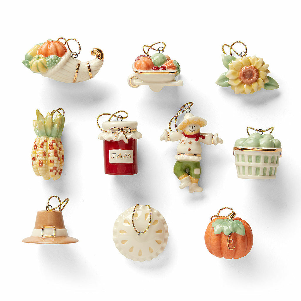 Lenox Autumn Favorites Miniature Tree Ornaments 10 Thanksgiving Pie Pumpkin NEW0