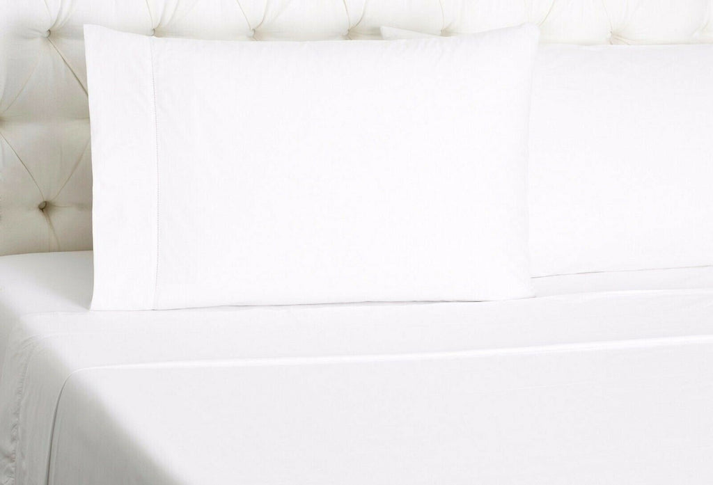 Sferra Matteo White King Sheet Set 4PC 100% Cotton Sateen Hemstitch Italy NEW7