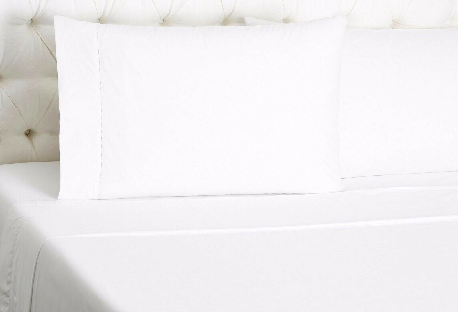 Sferra Matteo White King Sheet Set 4PC 100% Cotton Sateen Hemstitch Italy NEW7