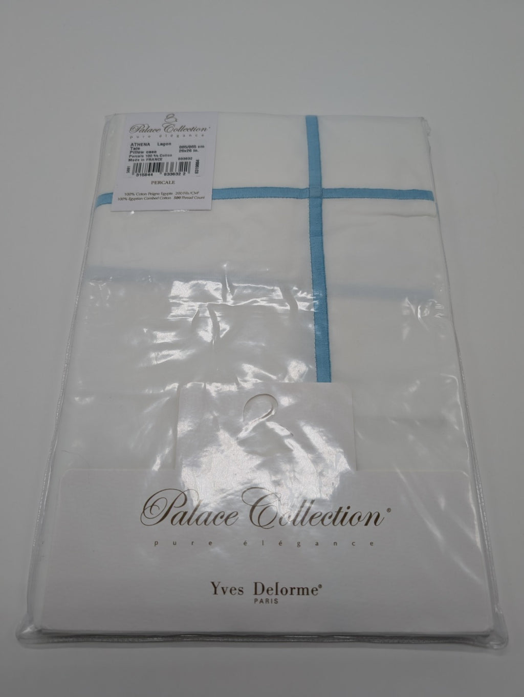 Yves Delorme Athena Queen Duvet Euro Set 3PC Aqua Stripes Egyptian Percale NEW13