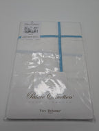 Yves Delorme Athena Queen Duvet Euro Set 3PC Aqua Stripes Egyptian Percale NEW13