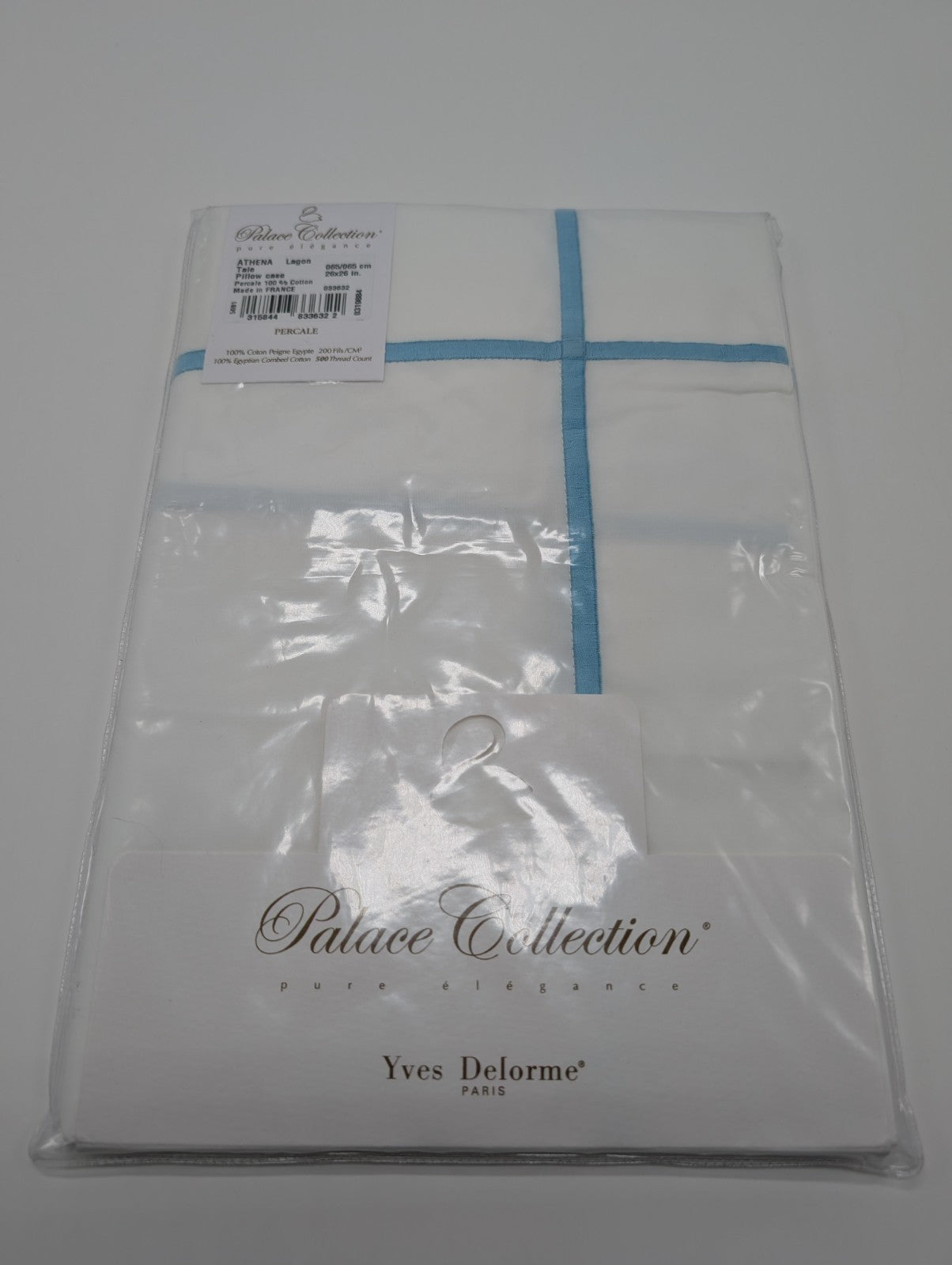 Yves Delorme Athena Queen Duvet Euro Set 3PC Aqua Stripes Egyptian Percale NEW13