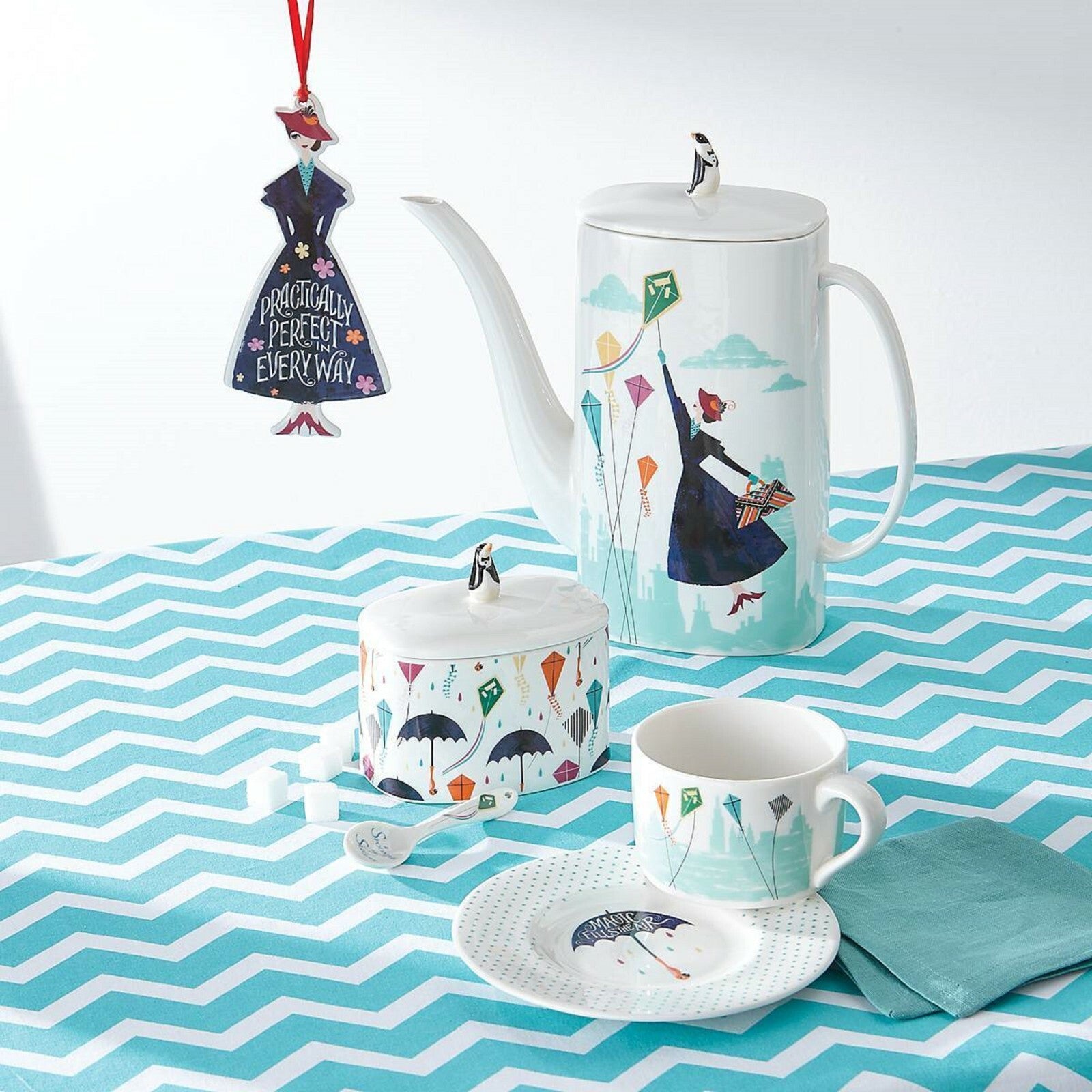Lenox Disney Mary Poppins Returns Sugar Bowl With Lid  Spoon Kite Umbrella  NEW2