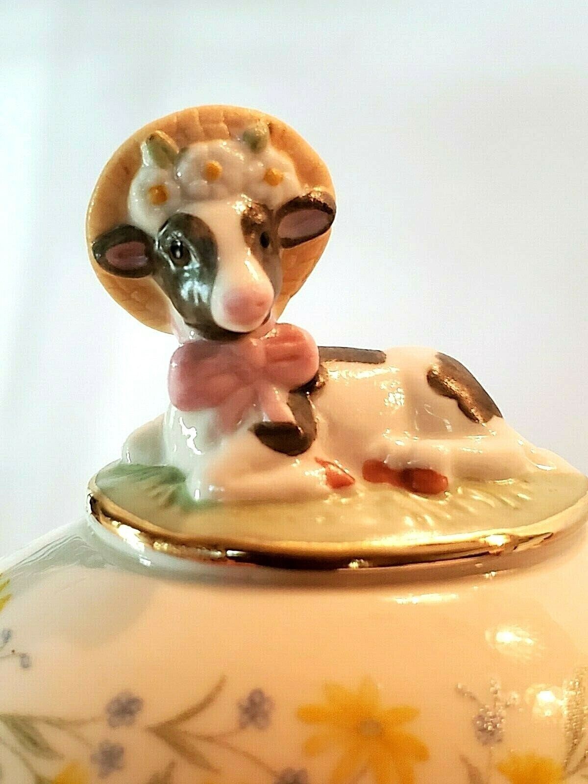 Lenox 2019 Easter Springtime Calf Egg Figurine Cow Annual Trinket Box Flower NEW2