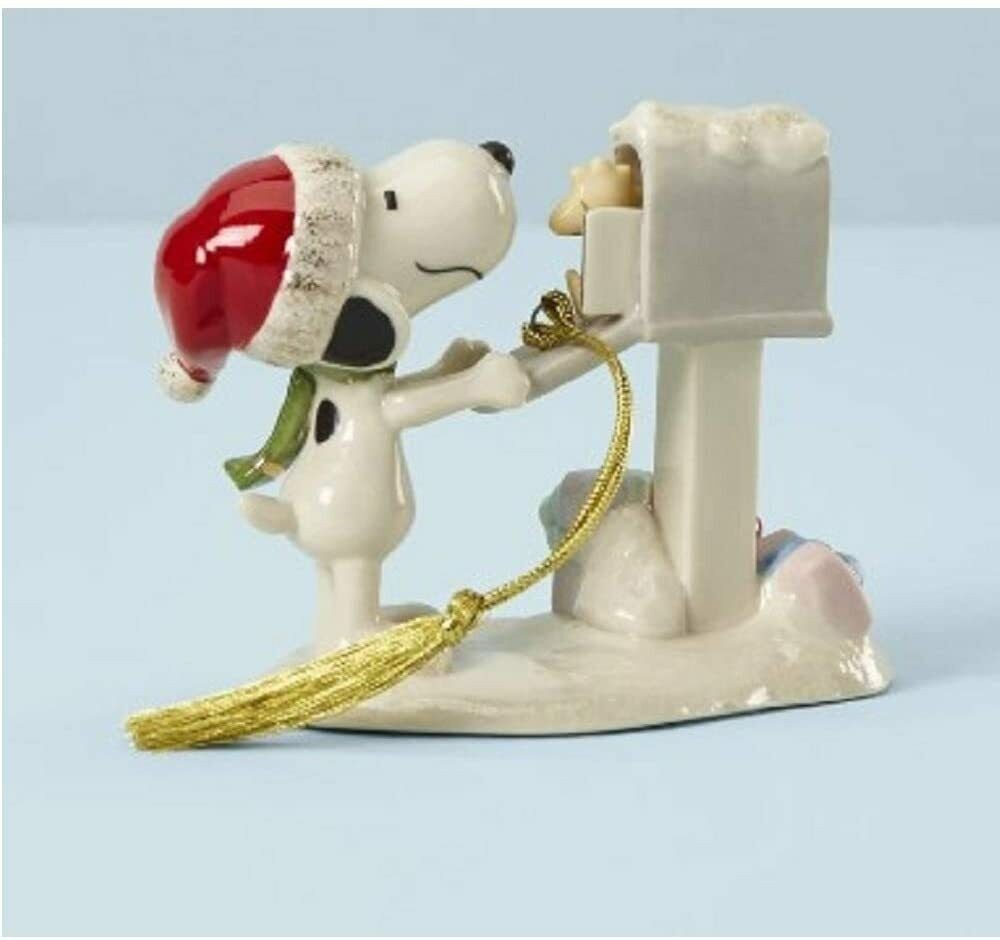 Lenox Peanuts Snoopy's Letter to Santa Ornament Figurine Woodstock Mailbox NEW1