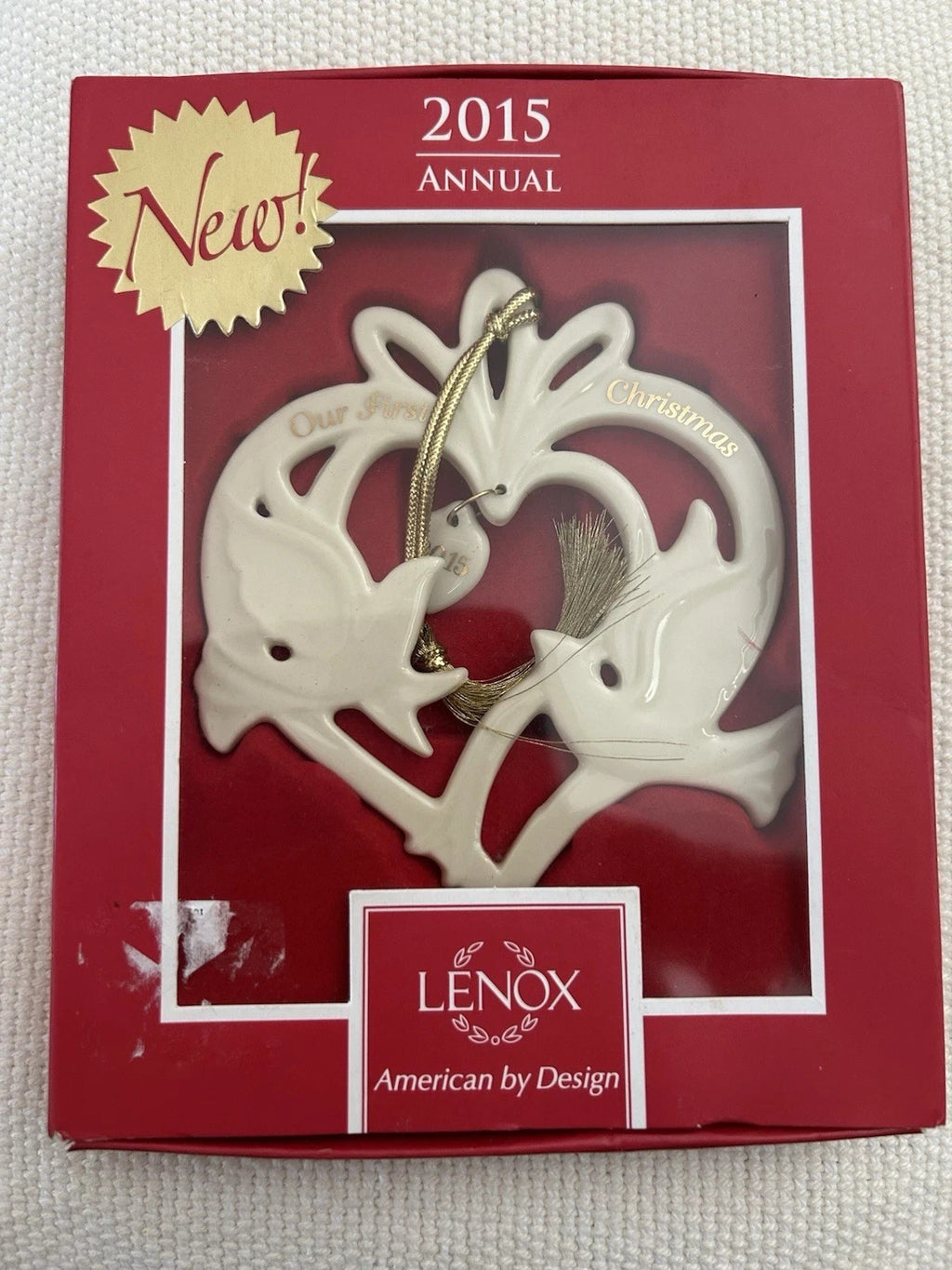Lenox 2015 Our First Christmas Ornament Wedding  Anniversary Love Doves 1st NEW5