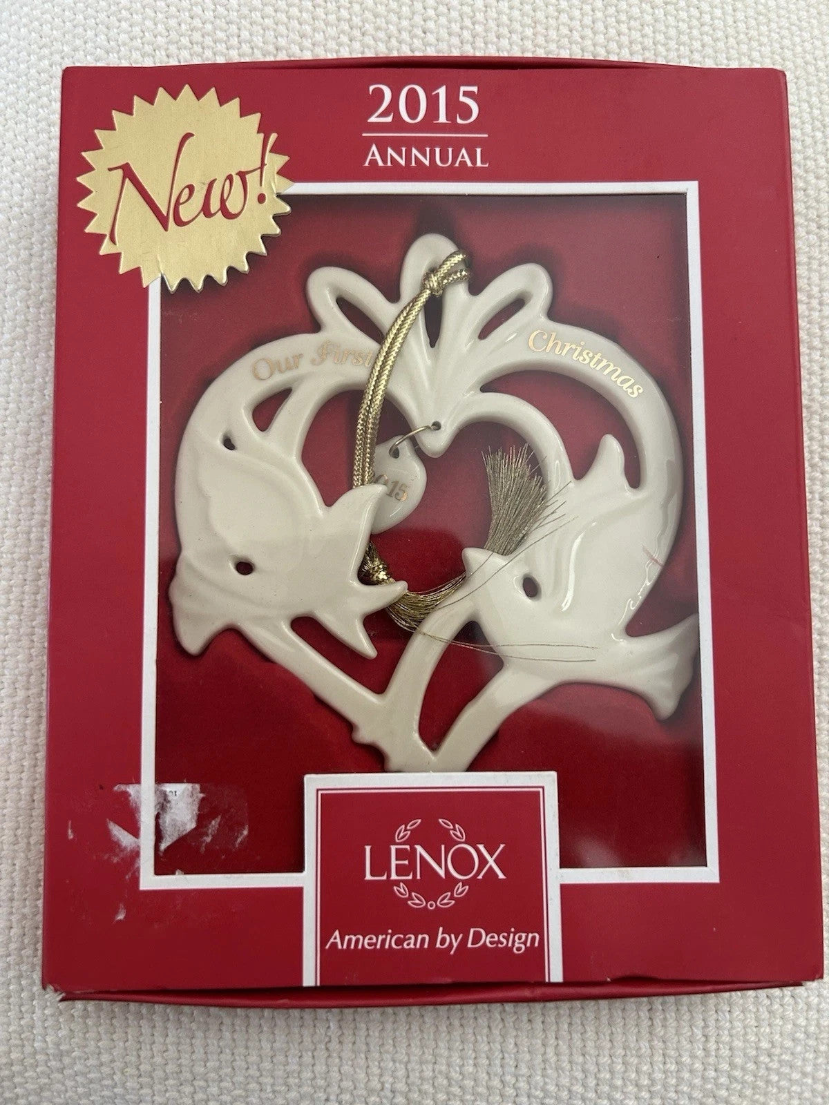 Lenox 2015 Our First Christmas Ornament Wedding  Anniversary Love Doves 1st NEW5