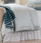 Sferra Marice Blue Throw Blanket Stripes Fringed Wool Silk Oversized Italy NEW4