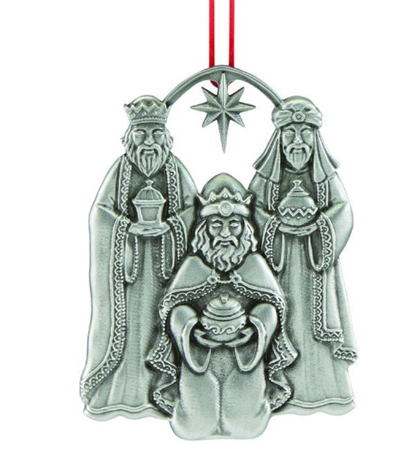 Reed & Barton Pewter Nativity Ornament Set 3 PC Family Kings Angel Christmas NEW2