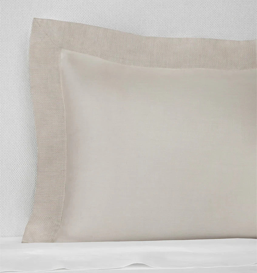 Sferra Carlotta Taupe Standard Sham Textured Cuff Sateen Jacquard Italy NEW1