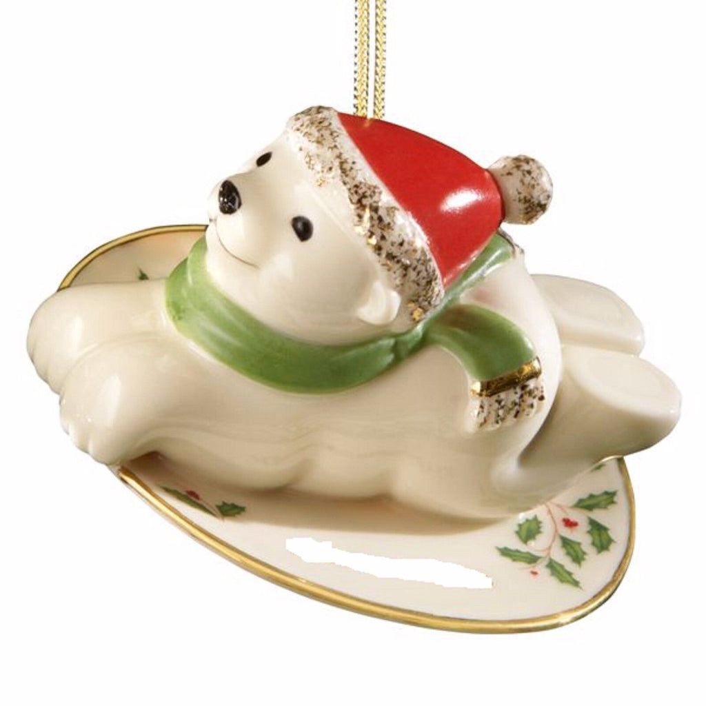 Lenox The Polar Bear Express Ornament Holiday Pattern Saucer Sled Christmas NEW1
