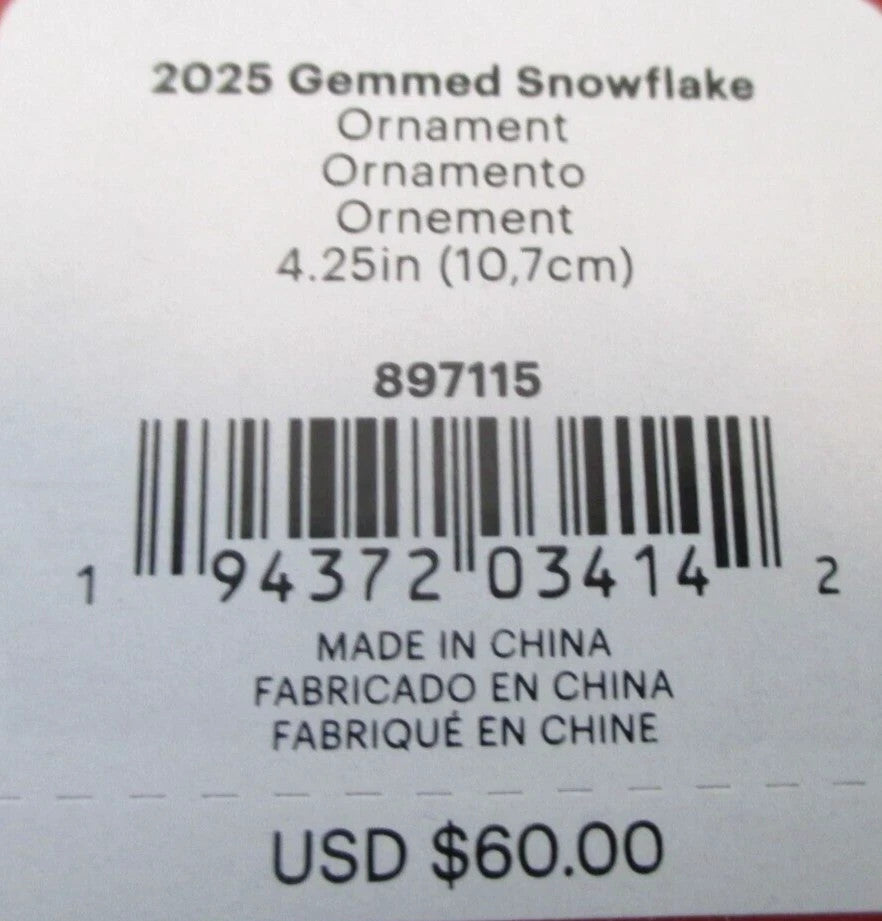 Lenox 2025 Gemmed Snowflake Ornament Annual Icy Blue Crystals Christmas Gift NEW4