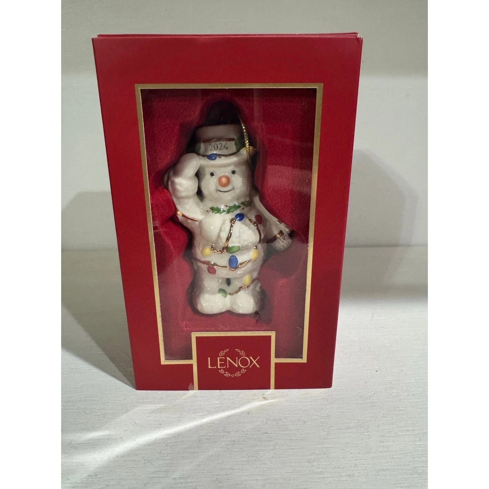 Lenox 2024 Snowman Figurine Ornament Annual with Christmas Lights Gift NEW7
