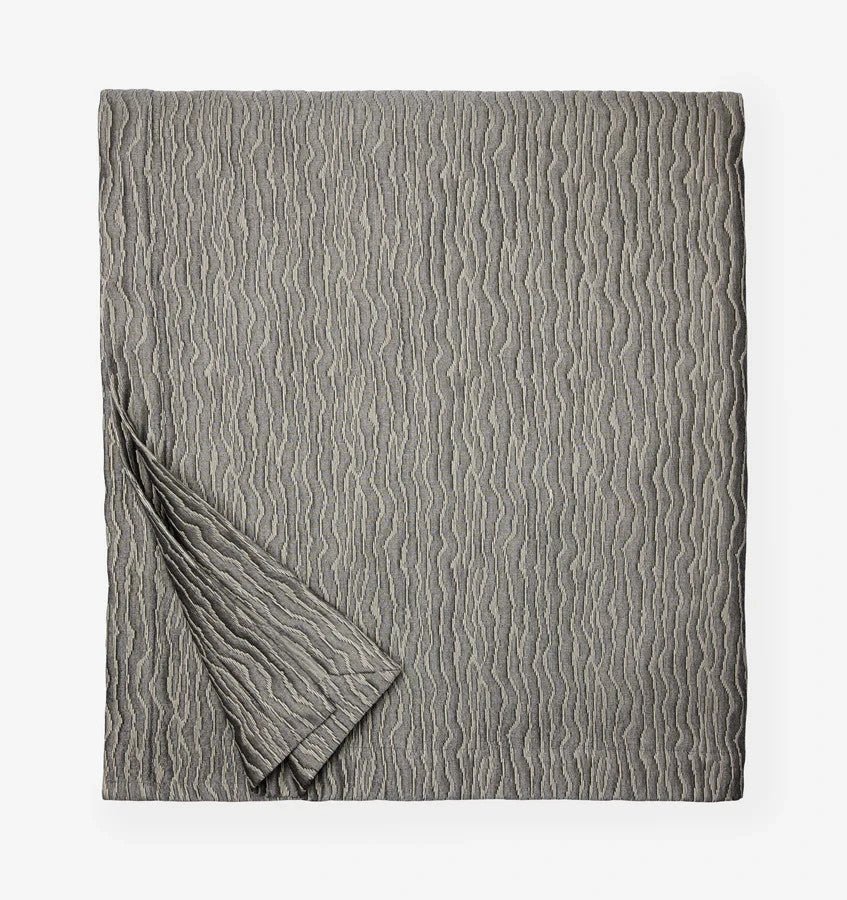 Sferra Ondate Queen Blanket Cover Sham Set 2PC Gunmetal Grey Textured Cotton NEW5