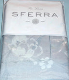 Sferra Lizana Blue Standard Shams Pair Floral Cotton Sateen Jacquard Italy NEW5