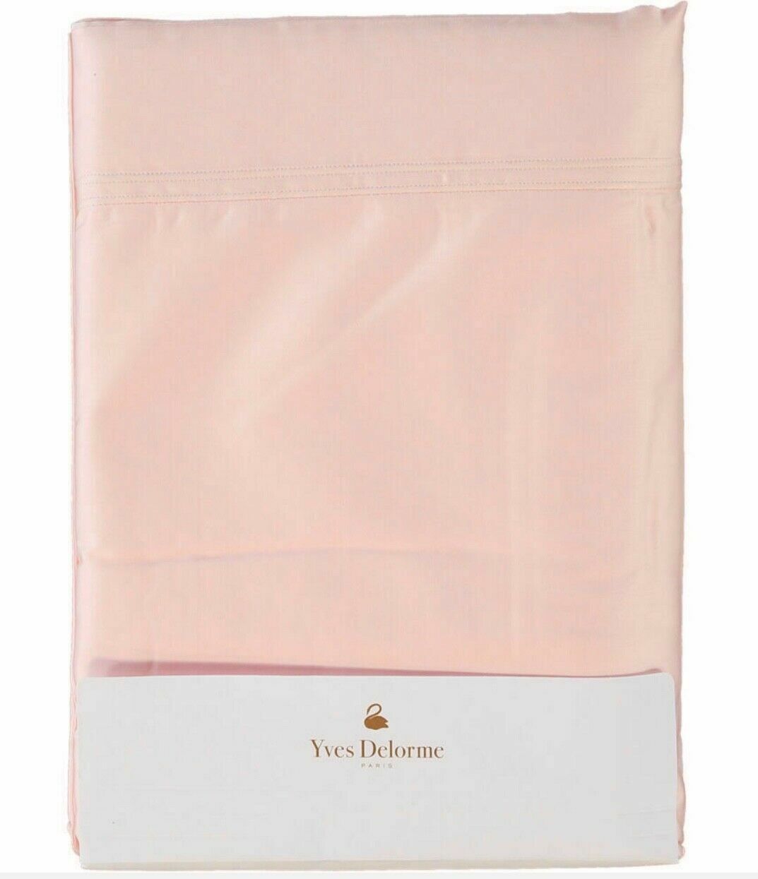 Yves Delorme Triomphe Pink King Shams Pair Blush Saddle Stitch Cotton Sateen NEW4