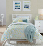 Sferra Geometrico Queen Duvet Set 3PC Aqua Yellow Diamond Percale Print Italy Ne4