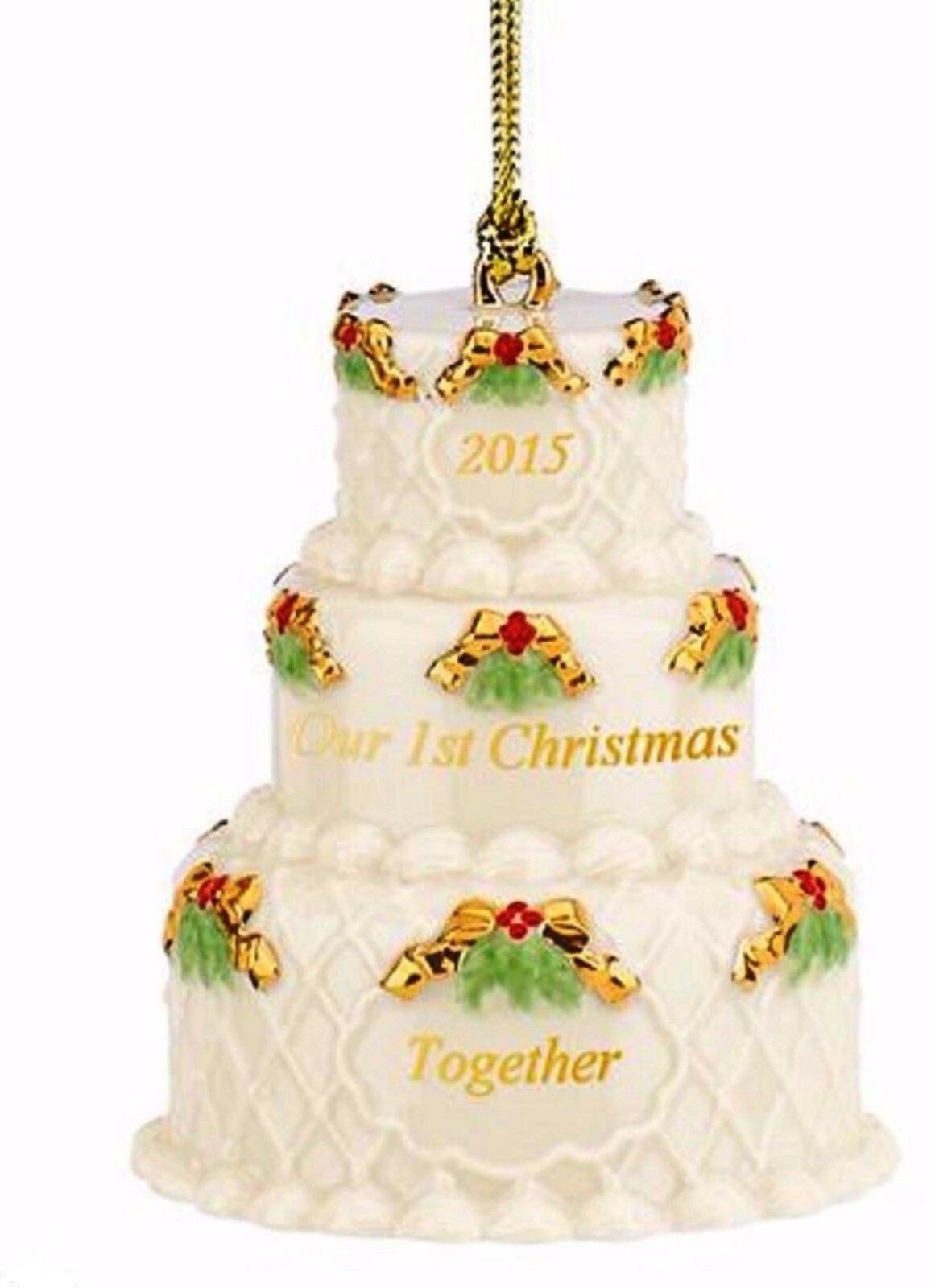 Lenox 2015 Wedding Cake Ornament Our 1st Christmas Together Anniversary Gift NEW0
