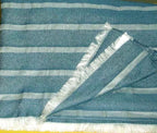 Sferra Marice Blue Throw Blanket Stripes Fringed Wool Silk Oversized Italy NEW7
