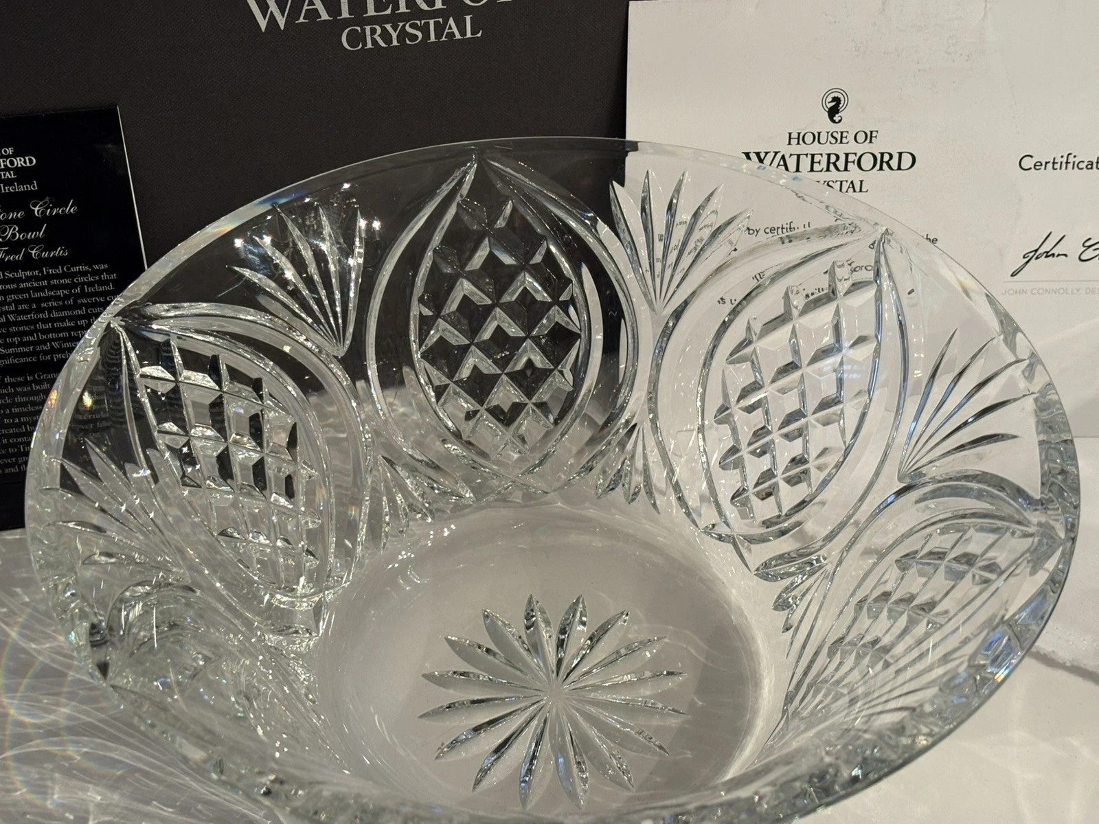 Waterford Crystal Irish Stone Circle Bowl 10" Rosettes Curtis Ireland NEW IN BOX15