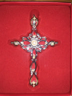 Lenox Gemmed Cross Ornament Filigree Silver Pearl Crystals 2015 Christmas NEW2