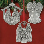 Reed & Barton Pewter Nativity Ornament Set 3 PC Family Kings Angel Christmas NEW1