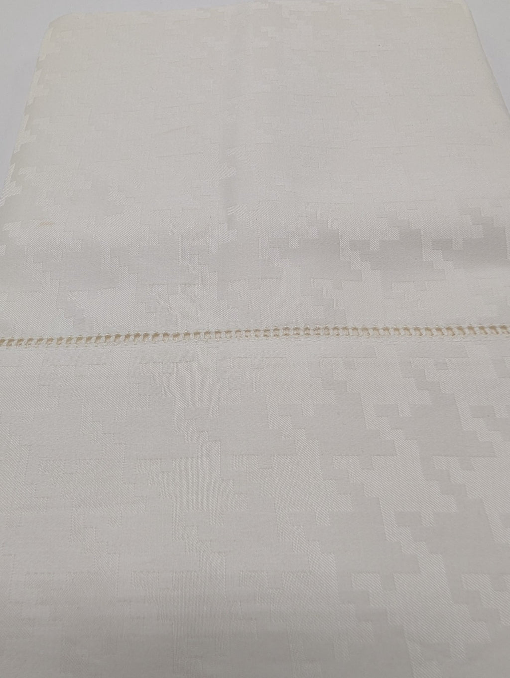 Sferra Ivory Houndstooth Standard Pillowcases Egyptian Cotton Sateen Italy NEW6