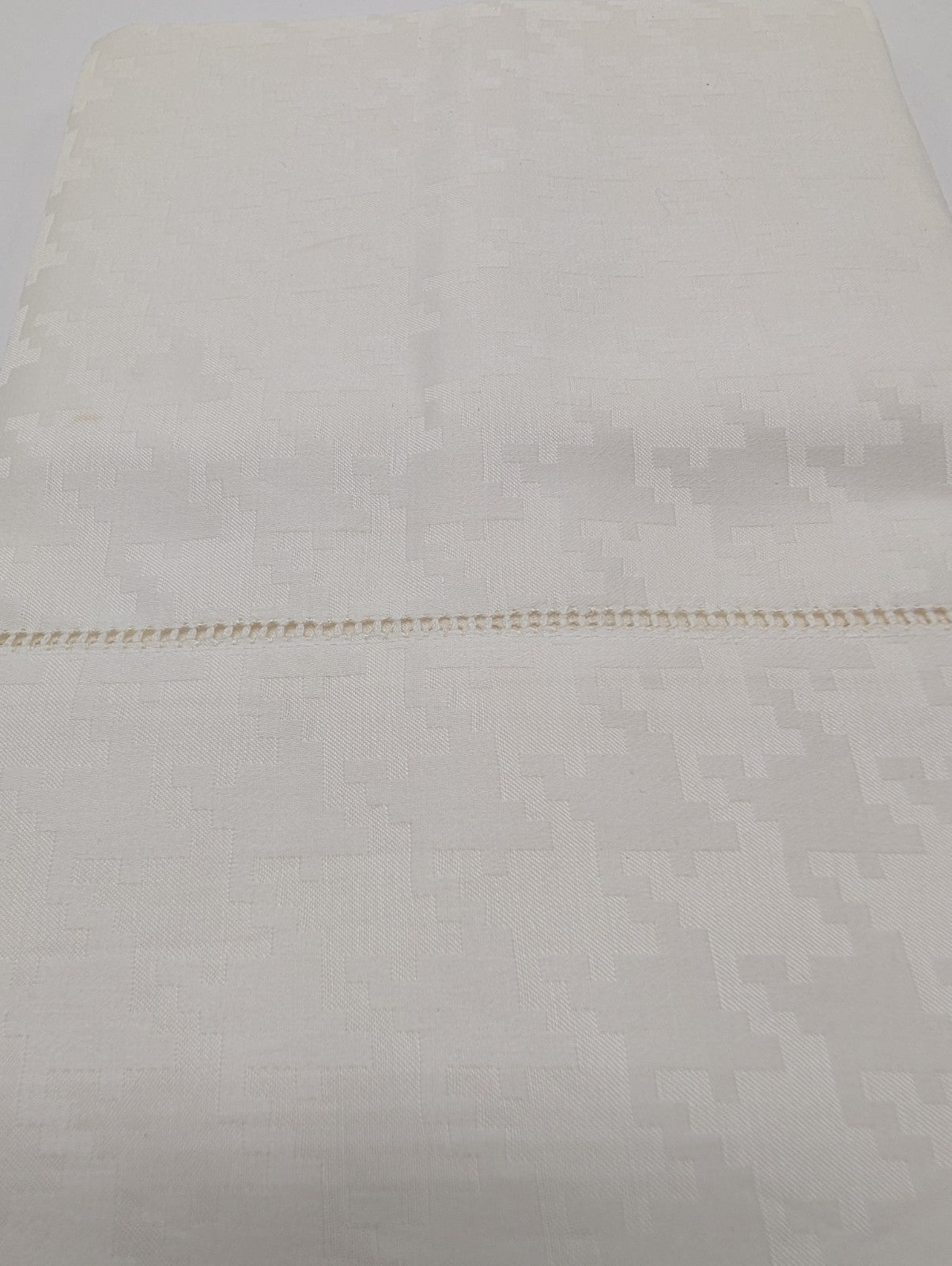 Sferra Ivory Houndstooth Standard Pillowcases Egyptian Cotton Sateen Italy NEW6