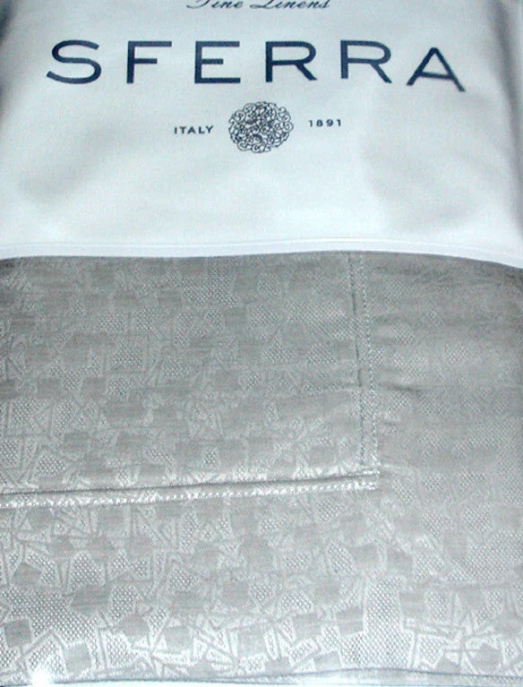 Sferra Catella Grey Euro Sham Pair Squares Cotton Sateen Jacquard Italy NEW11