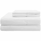 Sferra Gino White Queen Sheet Set 4 PC Solid 100% Cotton Percale 450TC Italy NEW3