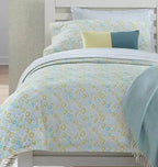 Sferra Geometrico Queen Duvet Set 3PC Aqua Yellow Diamond Percale Print Italy Ne5