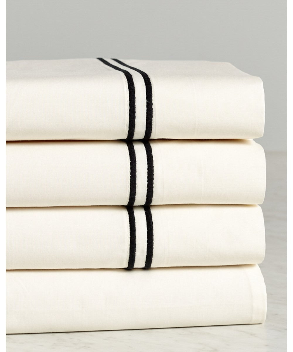 Sferra Grande Hotel Boudoir Sham Egyptian Percale White/Black Double Stitch New4