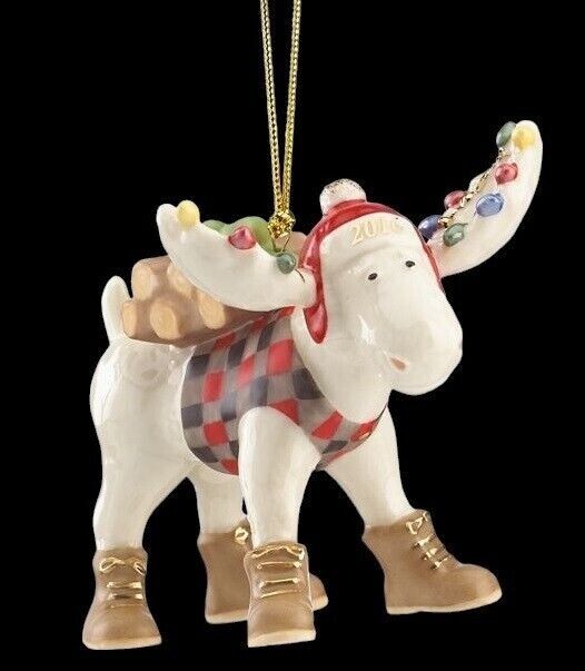 Lenox 2016 The Lumberjack Moose Figurine Ornament Marcel  Annual Work Boots NEW1