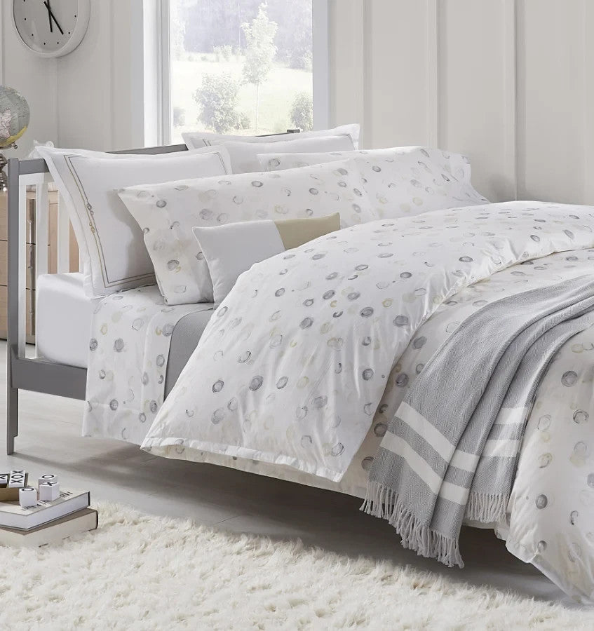 Sferra Punti Platinum Standard Sham Grey Taupe Dots Cotton Percale  Italy NEW3
